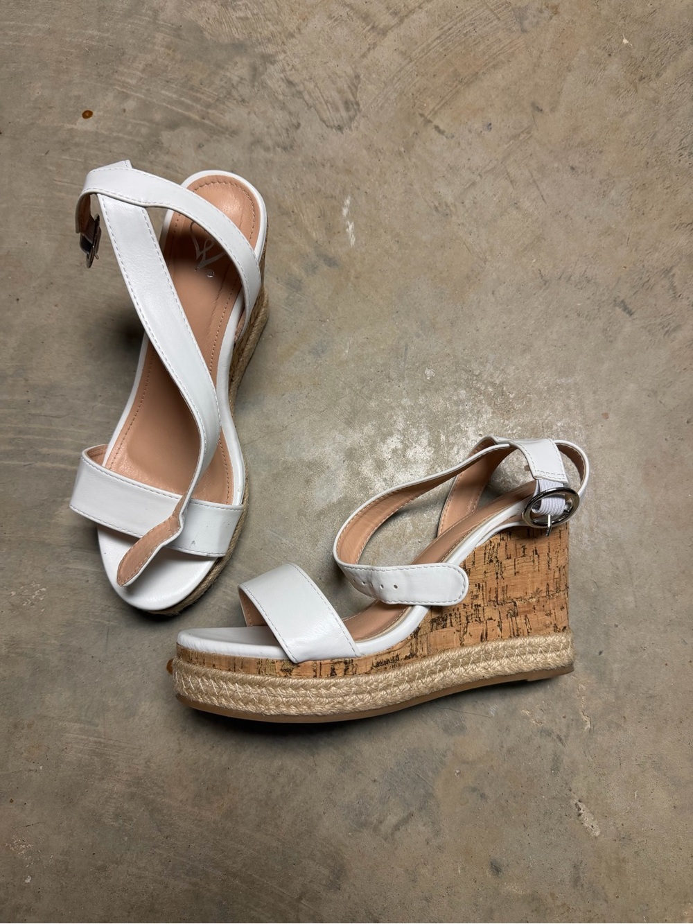 Windsor White Cork Espadrille Wedge Sandals